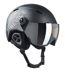 BLACK CREVICE Casque de Ski Vail I Casque de Ski avec visière en Style Pilote en différentes Couleurs I Casque de Ski Hommes & Femmes I en Polycarbonate I (58-61 cm), Mat Noir/Noir