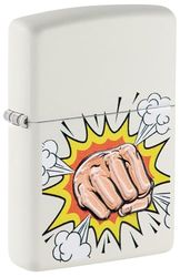 Zippo Windproof Lighter - Power Fist - White Matte, Texture Print - Refillable, Lifetime Use - Adjustable Flame - Gift Box - Metal Construction - Made in USA
