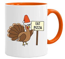 Acen Merchandise Mug de Noël humoristique avec inscription « Eat Pizza » - 325 ml - Qualité supérieure - Coffret cadeau