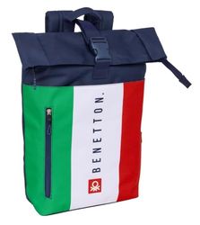 BENETTON FLAG – Backpack with Flap for 15.6 Inch Laptop, Ideal for Different Ages, Comfortable and Versatile, Quality and Resistance, 28 x 13 x 42 cm, navy, M, Casual