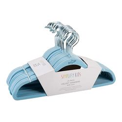 Simplify Lot de 25 cintres en Velours pour Enfants, Design Fin, antidérapant, économiseur d'espace, Couleurs pour correspondre à n'importe Quelle Chambre de bébé, Bleu Clair