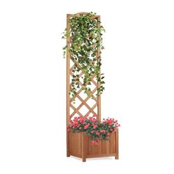 Flur Nymphea Bloembak voor de tuin met roosterplaat van hout, 160 x 40 x 40 cm