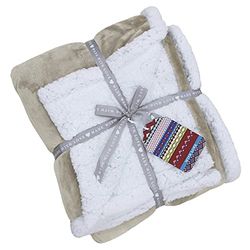 Riva Paoletti Luxe Sherpa Throw - Natural Brown - Velvet Feel Microfleece Front - 250gsm Sheepskin Reverse - Heavyweight - Machine Washable - 100% Polyester - 127 x 152cm (50" x 60" inches)