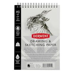 DERWENT Caderno Derwent A5 formato retrato para desenhar e escrever, 30 folhas, papel livre de ácidos, bloco de notas espiral, qualidade profissional, 2300140