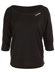 WINSHAPE Mcs001-Maglia da Donna Corte Ultra Leggera, Maniche a 3/4, Nero, M