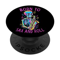 Nacido al Saxofonista Divertido Saxofón Jazz Diseño PopSockets PopGrip Intercambiable