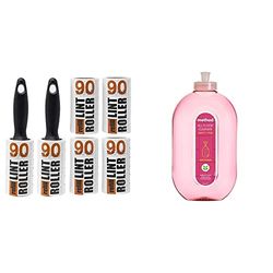 Redberry Value Lint Rollers - 2 Lint Rollers + 4 Replacements - 540 SHEETS IN TOTAL & Method Floor Cleaner, Wild Rhubarb, 739 ml