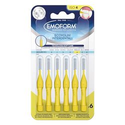 Scovolino Interdentale Emoform Giallo 6 Pz. con Tecnologia SoftCare per un Contatto Extra Delicato sulle Gengive grazie alle Setole Morbide - Impugnatura Antiscivolo con Cappuccio per l'igiene Orale