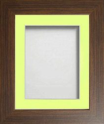 Frame Company Watson Brown Picture Photo Frame fitted with Perspex, 16x12 inch with Lemon Bon Bon Mount for image size 14x10 inch