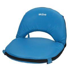 AKTIVE 63127 Siège pliable de camping bleu, dossier réglable, rembourré et compact, avec sangles type sac à dos pour transport facile, idéal pour l'extérieur, la plage, le camping et les événements en
