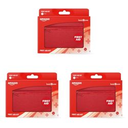 Amazon Basic Care - Kit de premiers secours, 56 pièces, Rouge (Lot de 3)