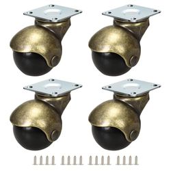 1.5-inch Ball Caster,Little Swivel Wheel for Ottoman/Workbench/Wheelchair/Coffee Table,Small Caster Wheels with Top Plate Set of 4,Screws Included