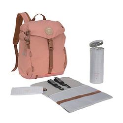 LÄSSIG Babyluierrugzak met aankleedonderlegger, kinderwagenbevestiging, flessenwarmer, waterafstotend, duurzaam geproduceerd, outdoor, roest, 1 stuk (1 stuk)