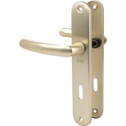 Vachette Zestaw klamek do drzwi z dużą płytą - wersja klucza L, drzwi do sypialni, biurko - odległość 195 mm - Łatwy system montażu - wytrzymałe aluminium - wykończenie szampańskie - 2 lata