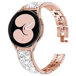 DEALELE Compatibel met Samsung Galaxy Watch 5/5 Pro/Galaxy 4/4 Classic/Galaxy 3 41mm / Active 2, 20mm Strass Diamanten Metalen Vervanging Armband voor Huawei GT3 42mm / GT2 42mm, Rosé goud