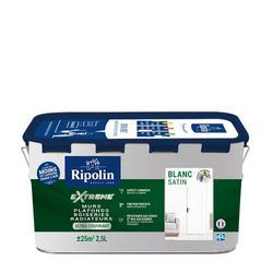 RIPOLIN - Peinture Monocouche pour Murs, Boiseries & Radiateurs - Intérieur - Finition Parfaite - Aspect Lumineux - Haute Résistance aux Chocs & Salissures - Lessivable - Satin - 2,5L - Blanc