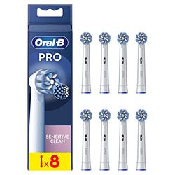 Oral-B Pro Sensitive Clean Recambios para Cepillo de Dientes Eléctrico, Pack de 8 Cabezales, Blanco - Originales