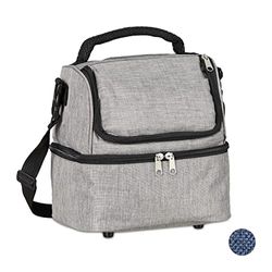 Relaxdays Unisex – kylväska för vuxna, picknickväska med isolering, 10 l, med bärrem och handtag, isoleringsväska, 2 fack, grå, 1 st