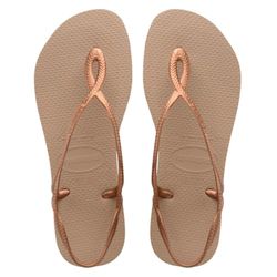 Havaianas - Lua, sandálias confortáveis, estilosas e funcionais, ajuste seguro no tornozelo, tiras trançadas e sola antiderrapante, menina, Rose Gold Rose Gold, 27/28 UE