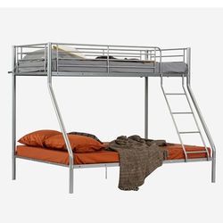 MEUBLE COSY Lit superposé 3 Personnes Cadre de Lits 90 & 140x190cm en métal pour Enfant Chambre à Coucher Maison, Gris