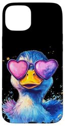 Colori freddi con anatra e divertente Love Goggles Costume Custodia per iPhone 15 Plus