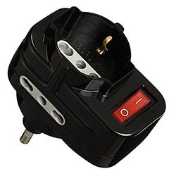 Electraline 70068 - Adaptador com interruptor, Rotary Plug, preto