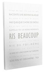 Feel Good Art Ris Beaucoup Toile sur Cadre Mural de Style Moderne/Typographique Gris/Blanc 40 X 60 cm