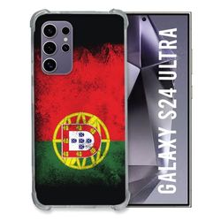 Cokitec Förstärkt fodral för Samsung Galaxy S24 Ultra Travel Portugals flagga