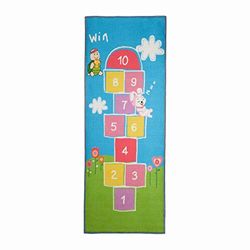 Relaxdays Tappeto per Bambini, Gioco della Campana, Atossico, Tappetino Puzzle, Antiscivolo, Cameretta, 180x70, Colorato