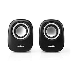 Nedis, Altifalante de PC 2. 0, 12 W, tomada de 3,5 mm, preto/prateado