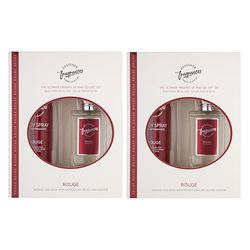 Designer Fragrances Rouge Female Twin Gift Set - Includes 2 x 100ml Body Spray Deodorant Cans, 2 x 50ml Women’s Eau De Parfum Sprays - For Instant Freshness on The Go - Long Lasting Smells
