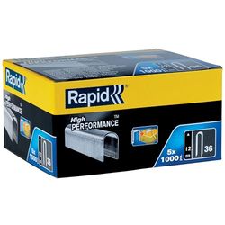 Rapid, 11885110, Agrafes en fil plat N°36, Longueur 12mm, 5000 pièces, Pour la fixation de câble, Fil galvanisé, Haute performance, Gris
