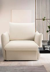 DOMO Collection Cloud Box Fauteuil rembourré avec Fonction Couchage et Suspension à sommier tapissier, Fauteuil à sommier tapissier, 120 x 97 x 100 cm (l x p x h) Crème