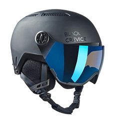 Black Crevice Chamonix Chamonix voor volwassenen, uniseks, met vizier, skihelm, mat zwart/blauw, M (55-58 cm)