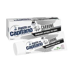 Pasta del Capitano, Dentifricio Carbone Vegetale Attivo Bio, Sbiancante Naturale dei Denti in Pasta Nera, Efficace contro le Sostanze che Macchiano lo Smalto, 100% Made in Italy, Tubetto da 75 ml