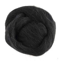 Trimits Natural Felting Roving Wool, Melange Black and White, 10 g