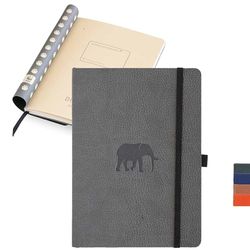 Dingbats* Wildlife Dotted Journal A5 - Vegan Leather Soft Cover, Ideal for Work, Travel - Pocket, Elastic Closure, Bookmark