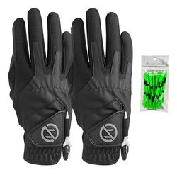 Zero Friction mäns kompressionspassform syntetisk höger hand universell passform golfhandske 2-pack, en storlek, svart