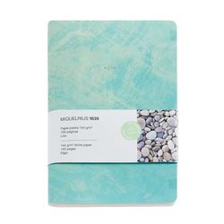 Miquelrius - Cahier souple A5 (142 x 210 mm), rayé uni, 50 feuilles blanches en PAPIER PIERRE sans arbres 144 g/m², couverture en papier et détails en stamping, couleur verte