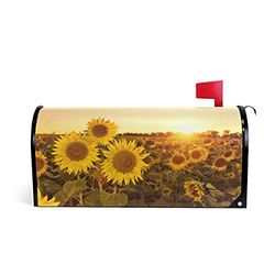 ZZKKO Fundas magnéticas para buzón de Verano, Girasoles y Puesta de Sol, patrón Colorido de Temporada, decoración del hogar, 25.5 x 20.8 Pulgadas, tamaño Grande, Multicolor