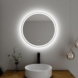 Baikal Specchio da bagno rotondo | Diametro 60 cm | LED frontale | Touch con anti-appannamento | Tonalità 3500 K/4000 K/6000 K | Specchio con luce | Specchio con LED.