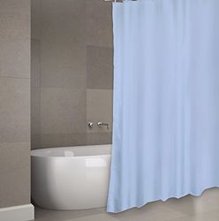 MSV Cotexsa by Premium Anti-Mould Textile Shower Curtain – Anti-bacterial, Washable, 100% Waterproof, with 12 Shower Curtain Rings – Polyester, Plain 180 x 200 cm – Made in Spain – (Blue)