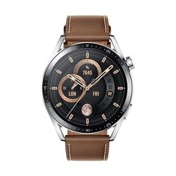 HUAWEI Watch GT 3 Smartwatch, Monitoraggio SpO2, AI Running Coach, Monitoraggio Frequenza Cardiaca, Oltre 100 Modalità Allenamento, Versione italiana, Acciaio/Nero/Cinturino in Pelle Marrone, 46 mm