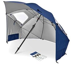 Sport-Brella Premiere , Multi-purpose Sun Umbrella for Garden, Easy Folding Setup, Blue, 8ft/244cm