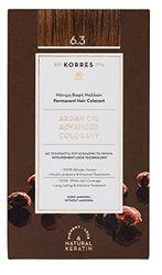 KORRES Coloration Permanente aux Extraits Végétaux Couvre 100% des Cheveux Blancs sans Ammoniaque/PPD 6.3 Blond Miel Doré