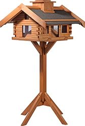 dobar® XXL Vogelvilla - Groot Vogelhuis Massief Hout - Voederstation Met Bitumen en Standaard - Voederhuis Voor Wilde Vogels - 84 x 78 x 163 cm - Donkerbruin