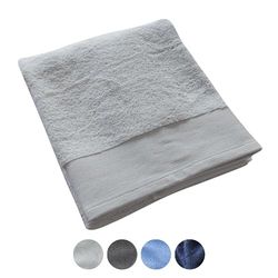 Jean & Len Asciugamano da doccia in 100% cotone biologico, colore grigio chiaro, con appendino, certificato OEKO-TEX e GOTS, design moderno e senza tempo, asciugamano da doccia 70x140 cm