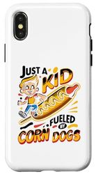 Carcasa para iPhone X/XS Just A Kid Fueled By Corn Dogs Corn Dog Lover Salchicha