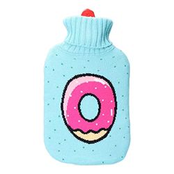 Bolsa de agua caliente 2 L, diseño donut glaseado, ideal para aliviar dolores, calentar camas y proporcionar confort térmico.