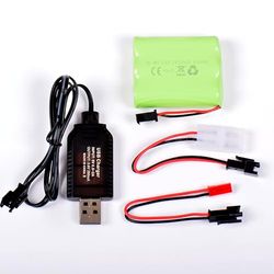 AFTERTECH Paquete de batería Ni-MH 3,6 V 2400 mAh 52 x 44 x 15 mm con Cable de Carga USB y Conector SM 2P KET JST E3E1